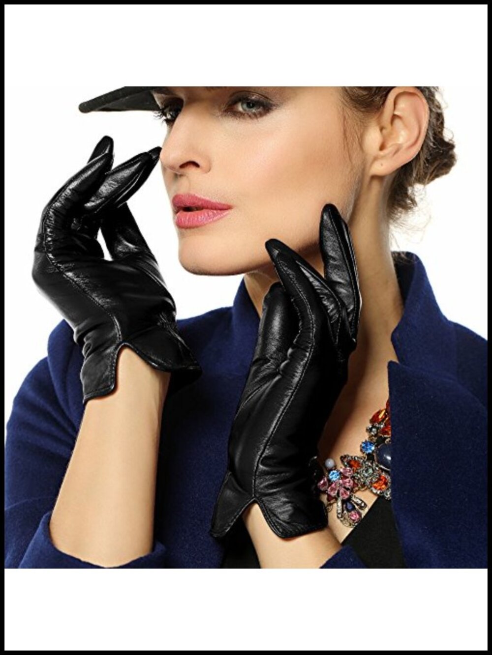 Genuine Leather Winter Gloves Cashmere Wool Lined Touchscreen Warm